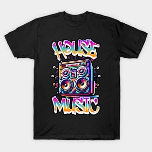 HOUSE MUSIC  - Graffiti Speaker (white/pink/gold) T-Shirt